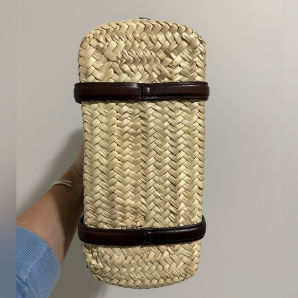 Tory Burch Brown and Tan Small Ella Straw Basket Tote Bag - Picture 7 of 10